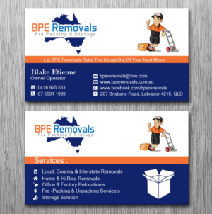 Visitenkarten-Design von Lanka Ama für BPE Removals | Design: #9463507