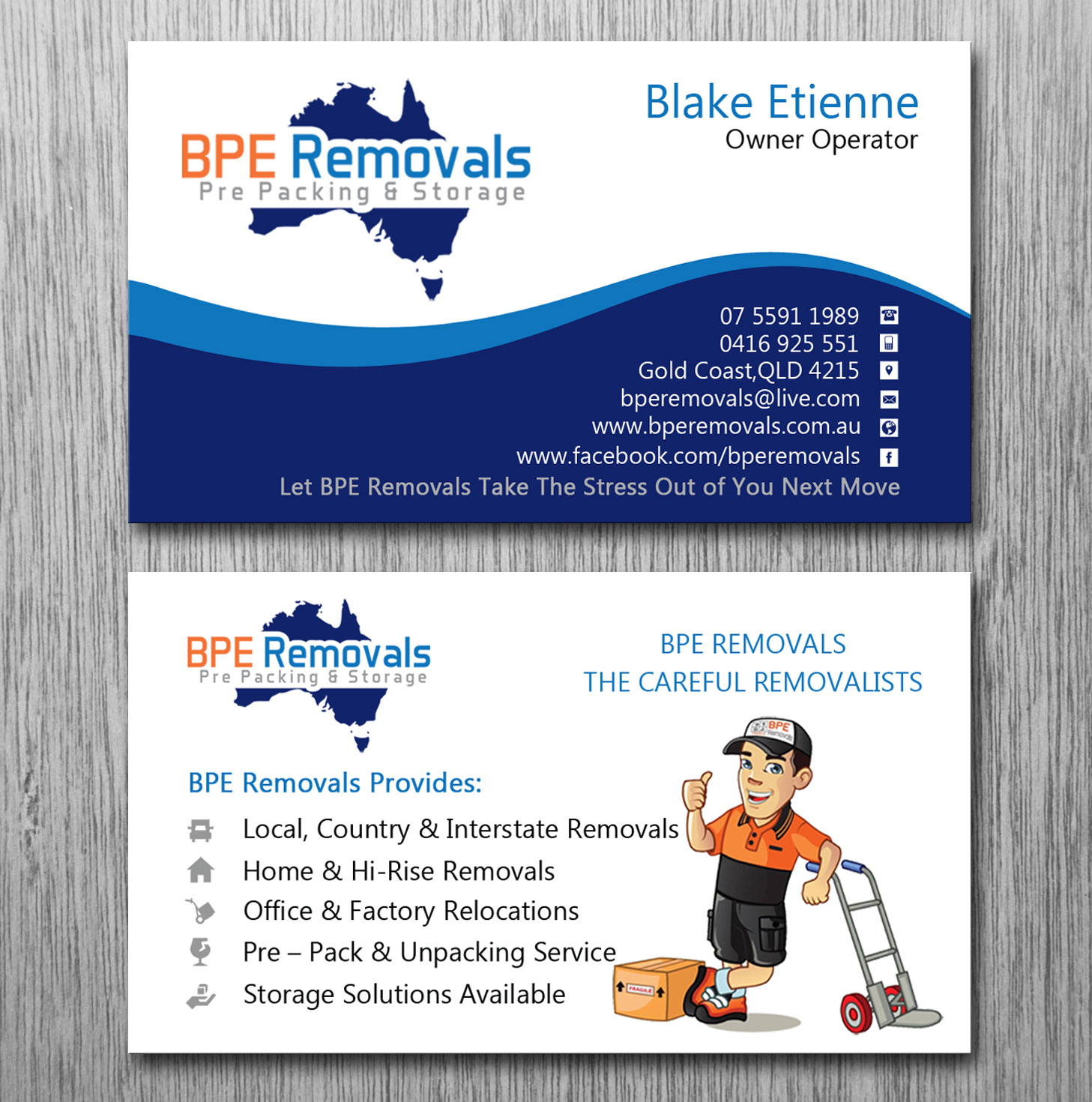 Visitenkarten-Design von Lanka Ama für BPE Removals | Design #9463521