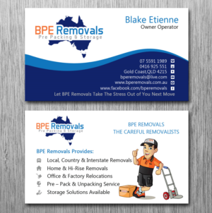 Business Card Design by Lanka Ama for BPE Removals | Design: #9463521