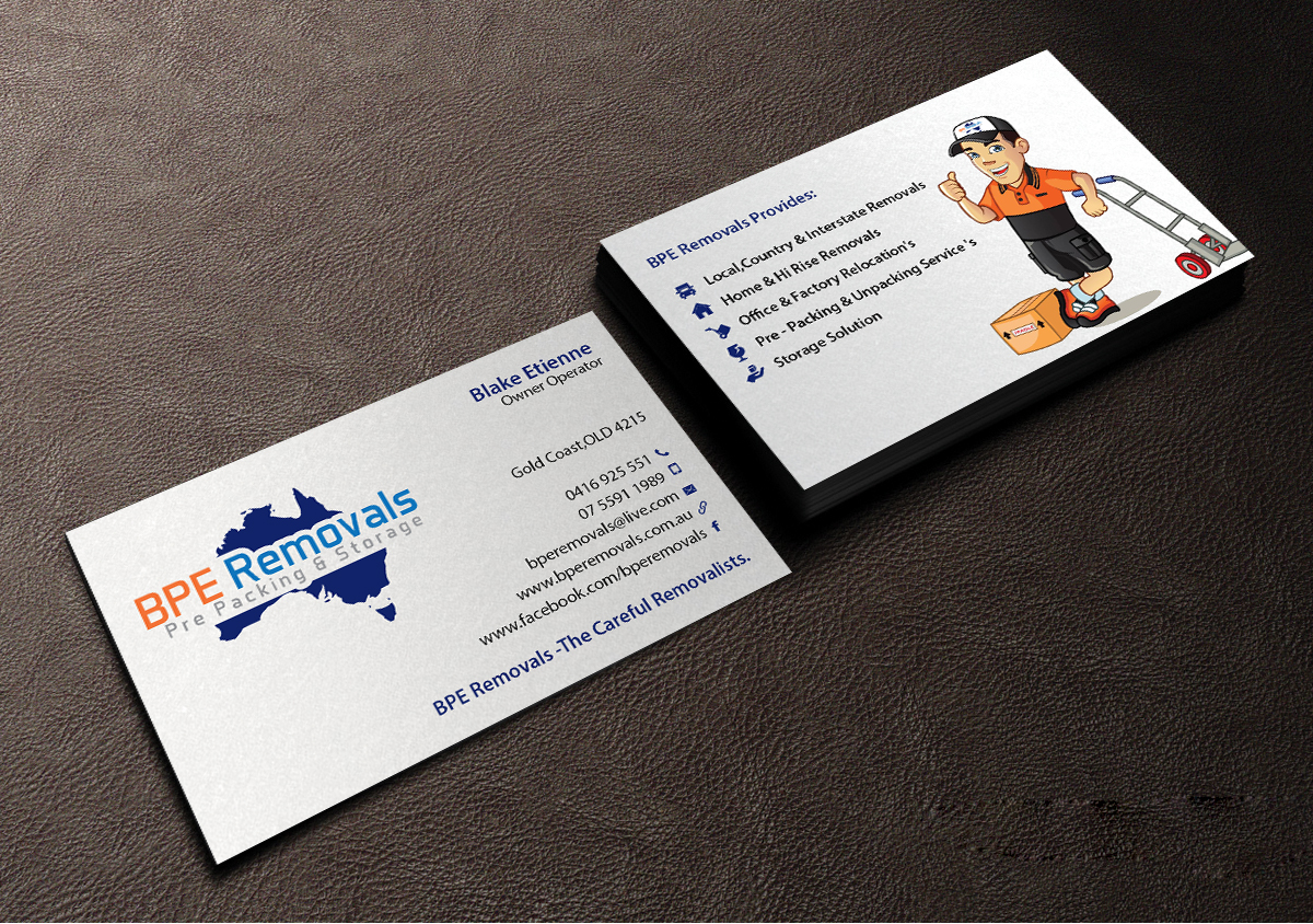 Business Card Design by Creations Box 2015 for BPE Removals | Design #9469065