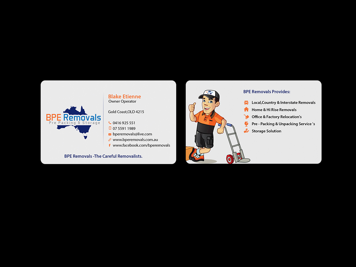 Business Card Design by Creations Box 2015 for BPE Removals | Design #9469070