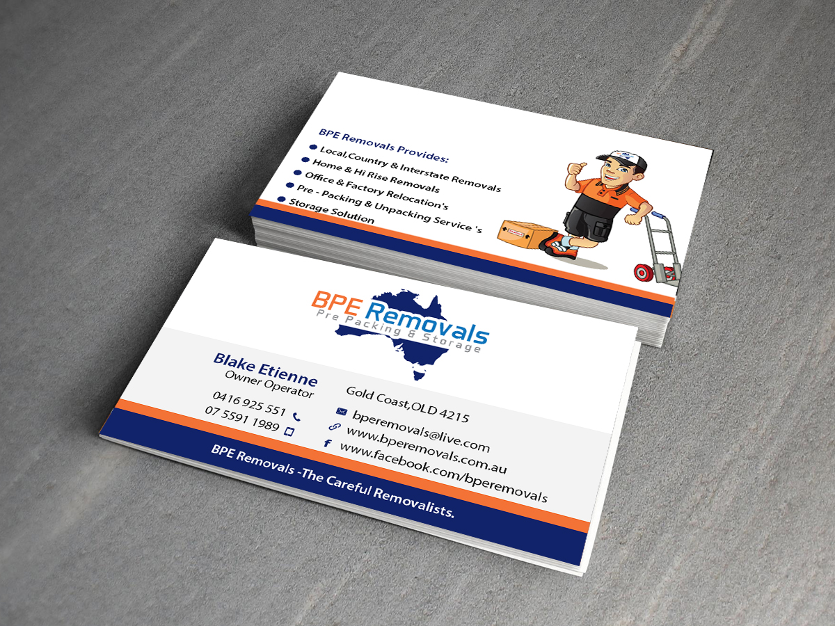 Business Card Design by Creations Box 2015 for BPE Removals | Design #9469073