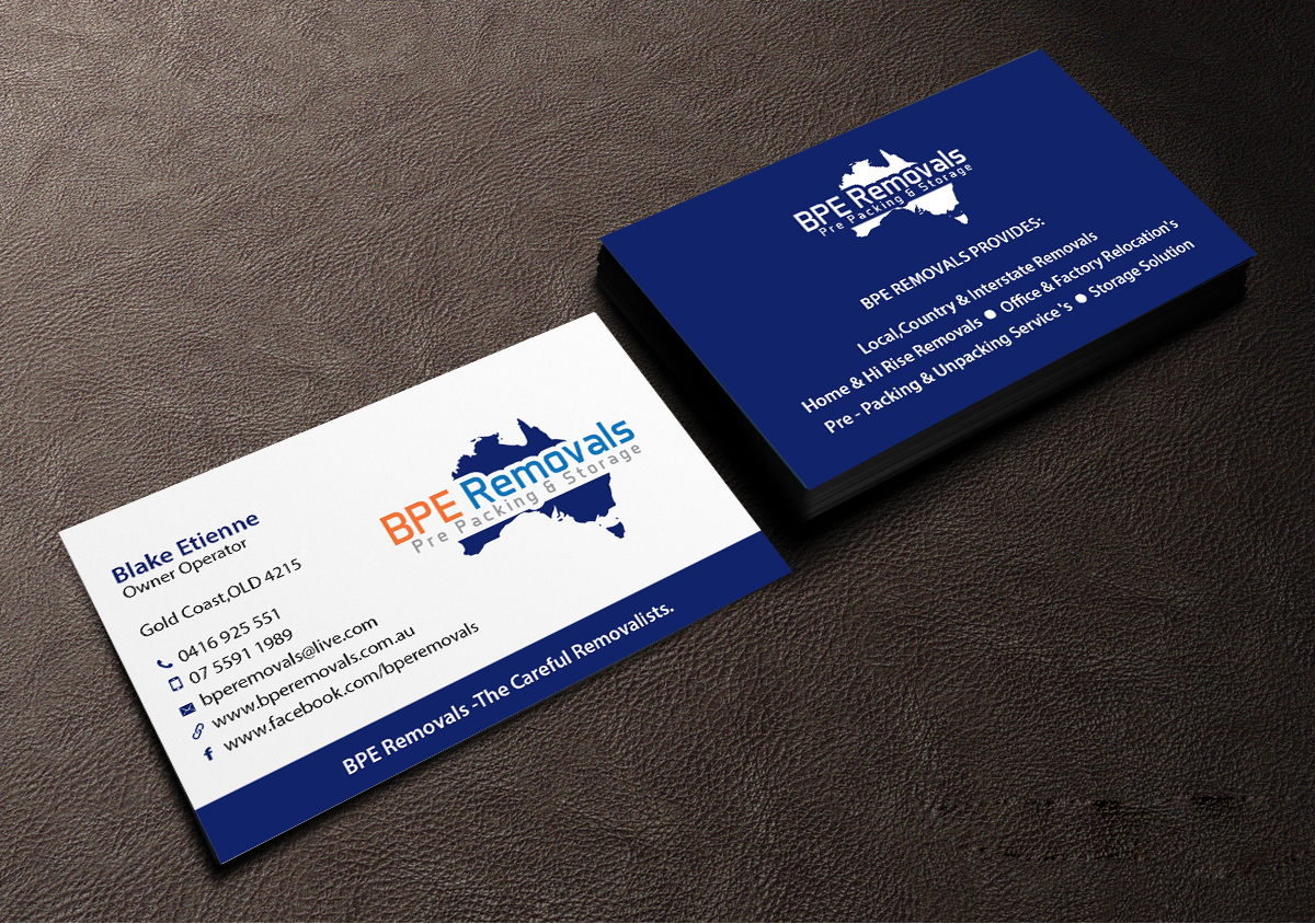 Business Card Design by Creations Box 2015 for BPE Removals | Design #9469076