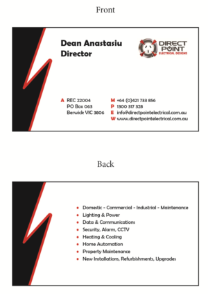 Visitenkarten-Design von alex.ardelean für Direct Point Electrical Pty Ltd | Design: #7391388