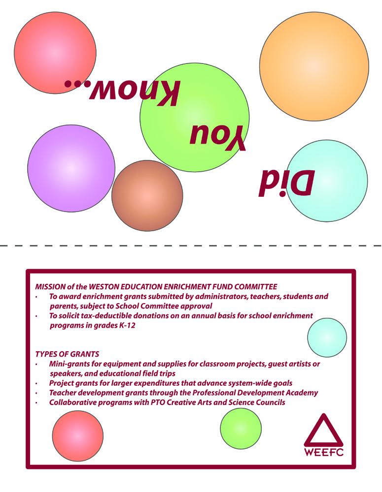Card Design by J G for Weston Education Enrichment Fund Committee | Design #1967049