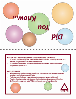 Card Design by J G for Weston Education Enrichment Fund Committee | Design: #1967049