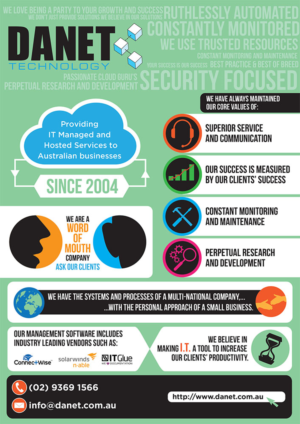 Infographic style A4 page colourful design to be used as a simple representation of the company | Design Infographie par mcky//design
