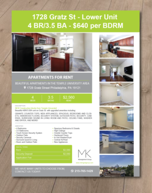 College Apartment Leasing Flyer | Flyer Design by alex989