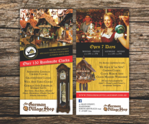 Famous Specialty German Clock and European Gift store, located in Australia’s Oldest Surviving Germa | Design de Flyer par Cut and Glue