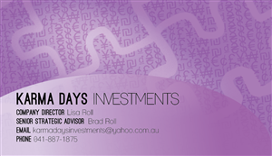 Diseño de Tarjeta de Presentación por Julianne Nanzer para Karma Daya Investments | Diseño: #1878263