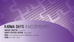 Diseño de Tarjeta de Presentación por Julianne Nanzer para Karma Daya Investments | Diseño: #1879241
