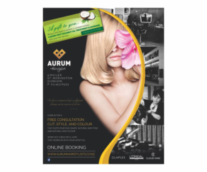 Flyer Design by Cut and Glue for Aurum Hairstylists | Design: #7465109