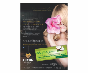 Flyer Design by Cut and Glue for Aurum Hairstylists | Design: #7470537