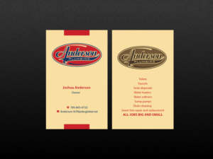 Business Card Design by Creations Box 2015 for Anderson Plumbing | Design: #7455885
