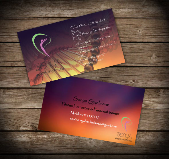 Business Card Design by Aaron for Zenya Health & Fitness | Design #1886552
