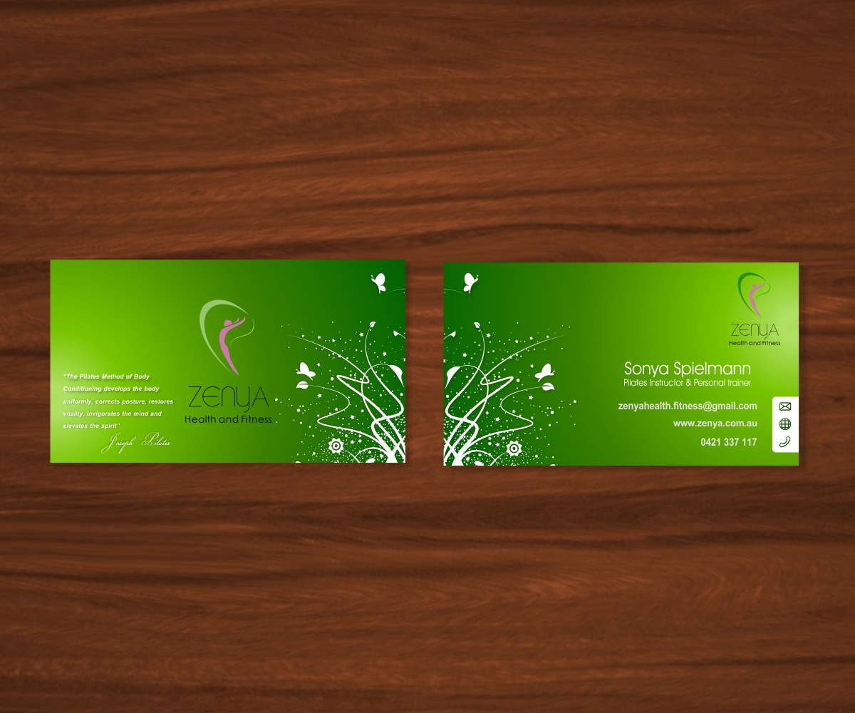 Business Card Design by FutureDesigne for Zenya Health & Fitness | Design #1888211
