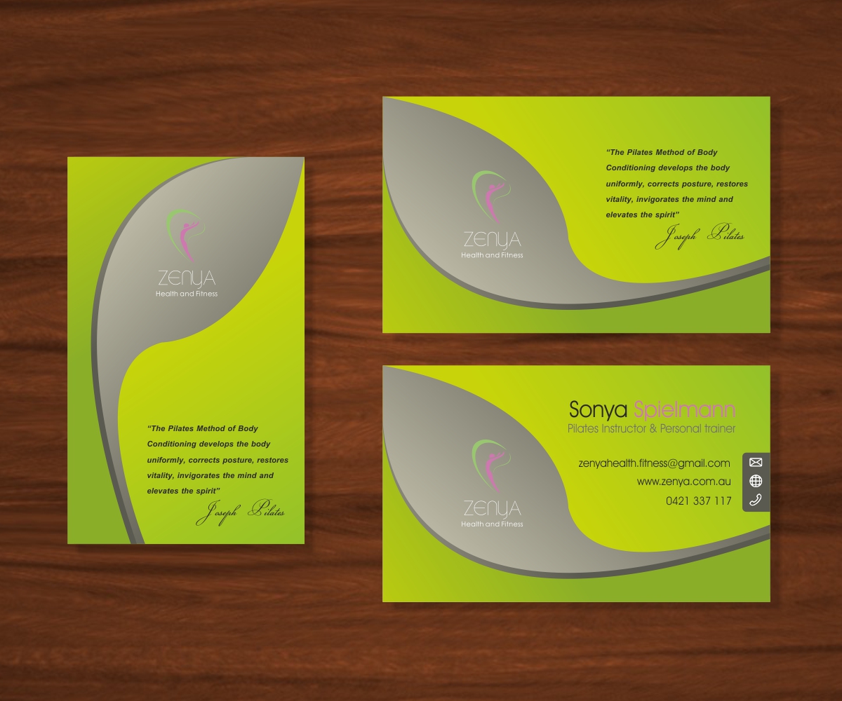 Business Card Design by FutureDesigne for Zenya Health & Fitness | Design #1889829