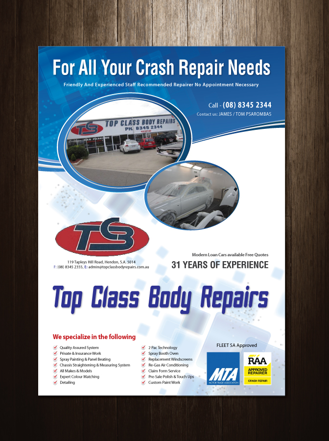 Flyer Design by meet007 for Top Class Body Repairs | Design #1883147