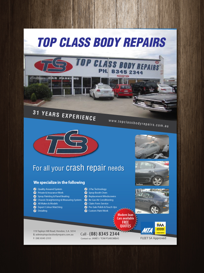 Flyer Design by meet007 for Top Class Body Repairs | Design #1883646
