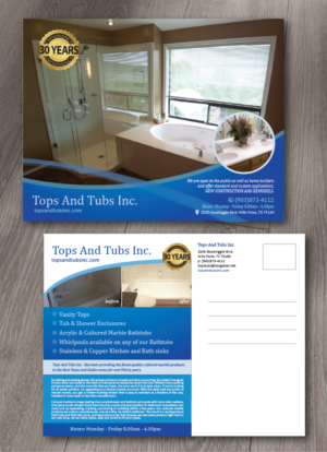 Tops And Tubs Inc.  Cultured marble and solidsurface fabrication and installation builders and home  | Postcard Design by alex989