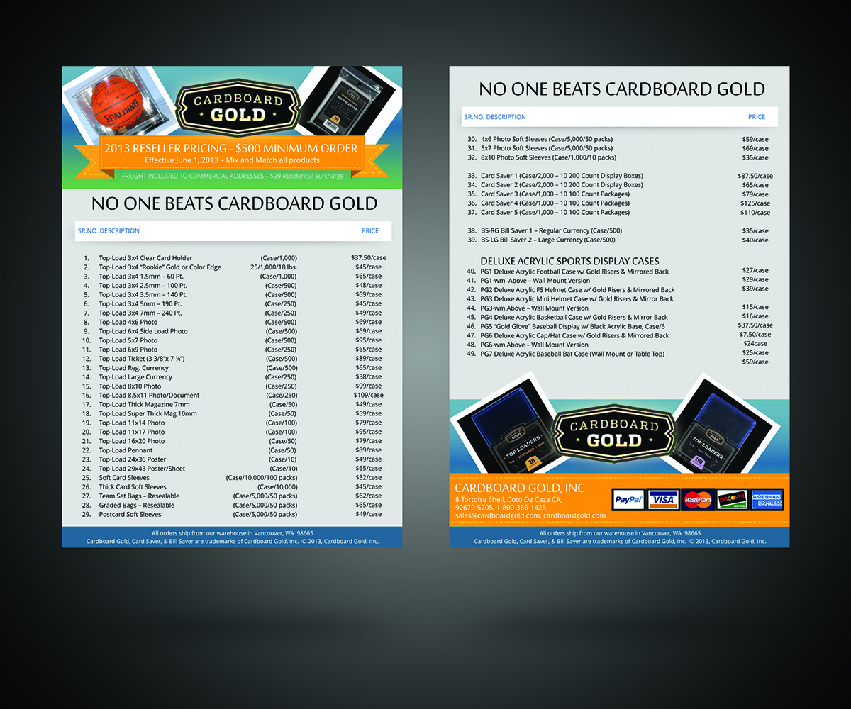 Design de Flyer par Designer Destiny pour Cardboard+Gold%2C+Inc. | Design #1875939