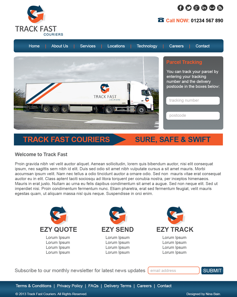 WordPress-Design von Nina Bain für track fast  | Design #1878925