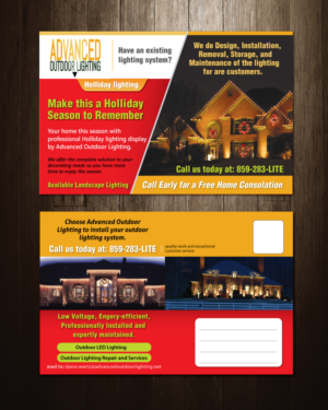 Postcard Design by meet007 for Advanced Outdoor Lighting | Design: #7503417