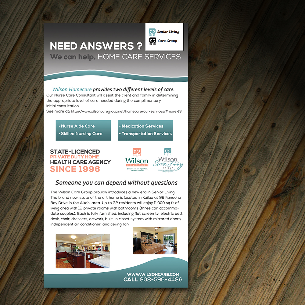 Diseño de Flyer por MS Design para Wilson Care Group | Diseño #2062118