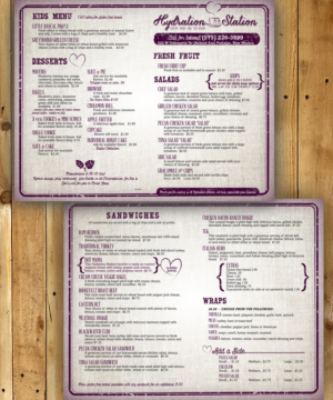 Menu Design by iD_intelligentDesign for Hydration Station | Design: #7495092