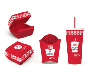Burger package for a high quality burger restaurant that grind the beef inhouse | Packaging Design by Sofya Obozkurt