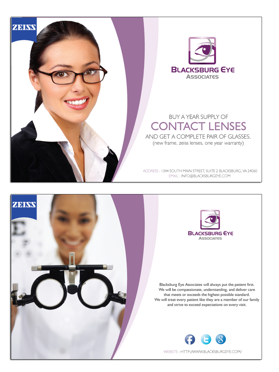 Card Design by roopaljain for Blacksburg Eye Associates | Design #1914335