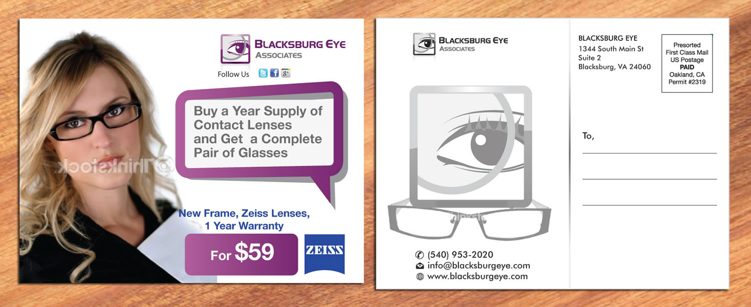 Diseño de Tarjeta por Sbss para Blacksburg Eye Associates | Diseño #1925295