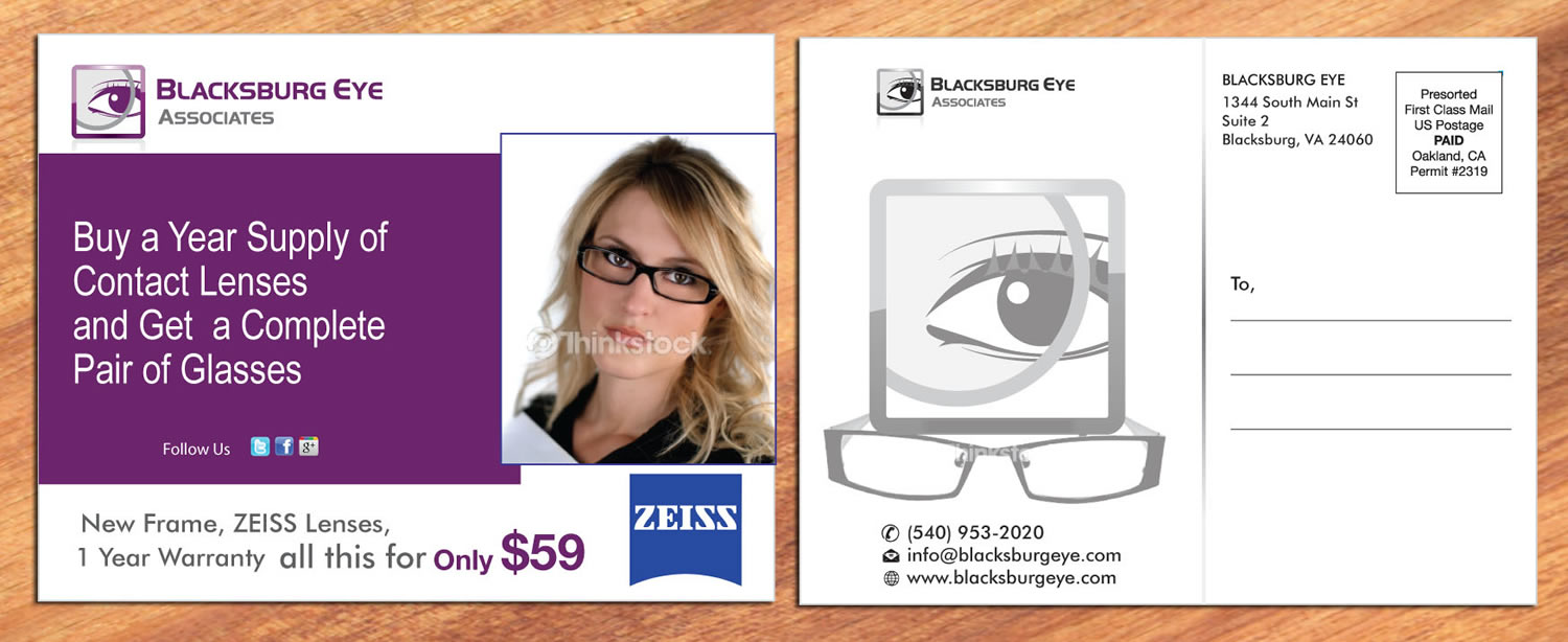 Diseño de Tarjeta por Sbss para Blacksburg Eye Associates | Diseño #1925306