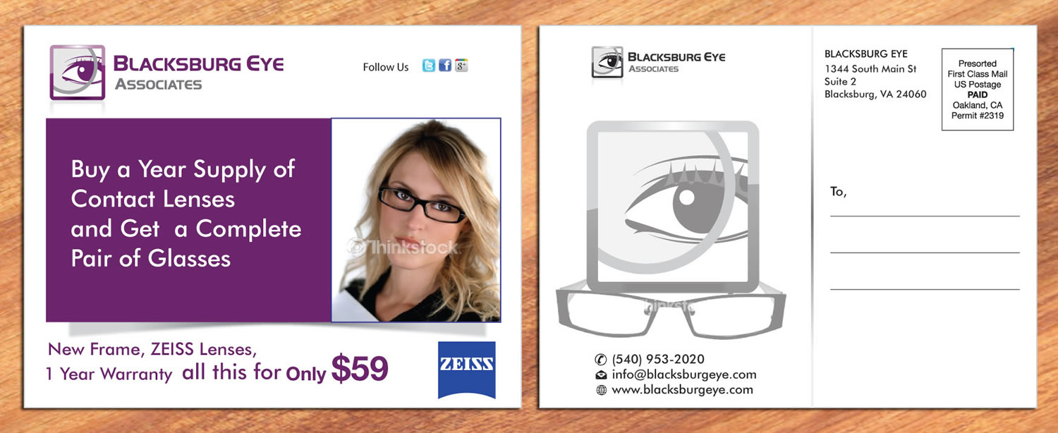 Diseño de Tarjeta por Sbss para Blacksburg Eye Associates | Diseño #1925313