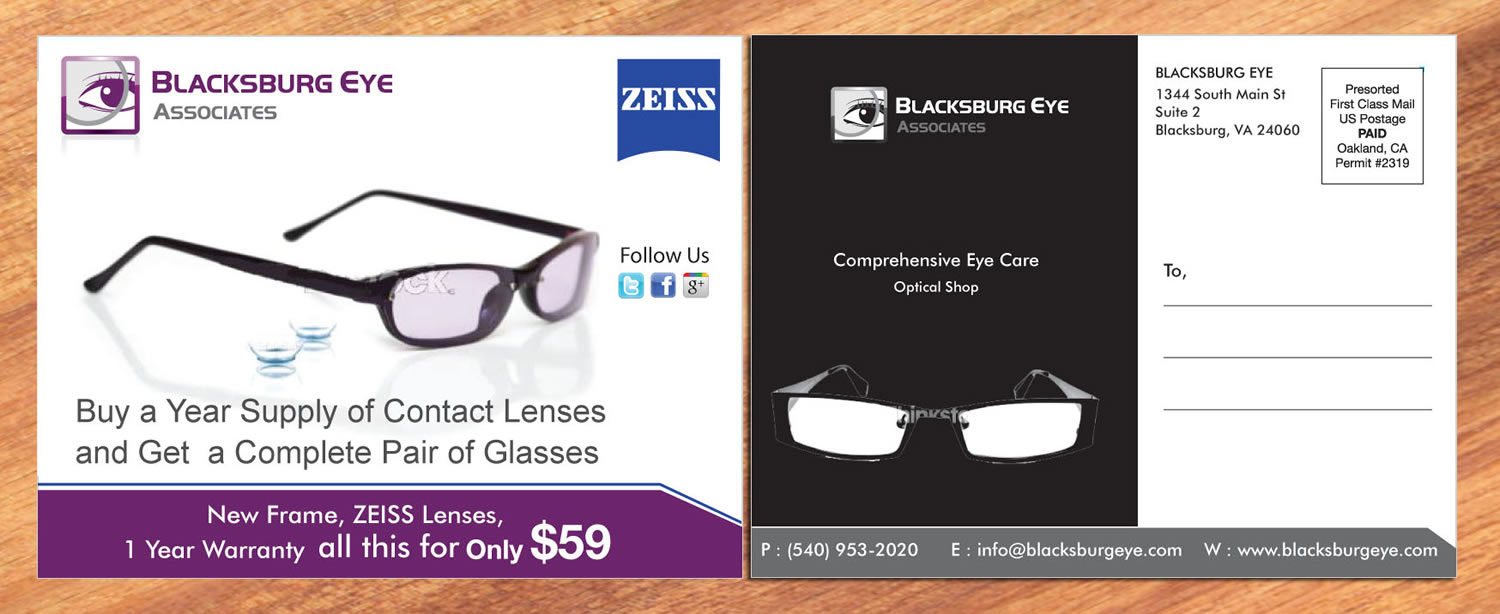 Diseño de Tarjeta por Sbss para Blacksburg Eye Associates | Diseño #1925358