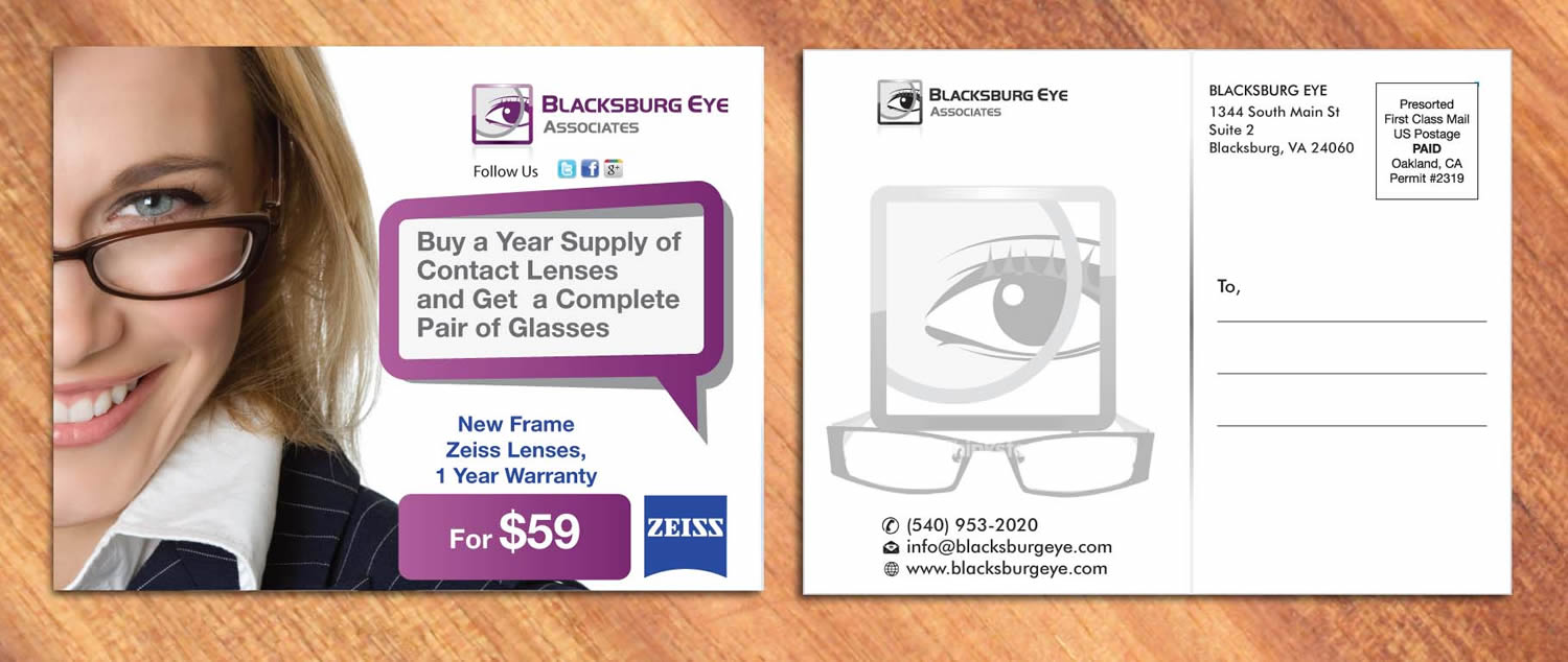 Card Design by Sbss for Blacksburg Eye Associates | Design #1929292