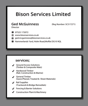 Visitenkarten-Design von Lanka Ama für Bison Services Limited | Design: #7510123