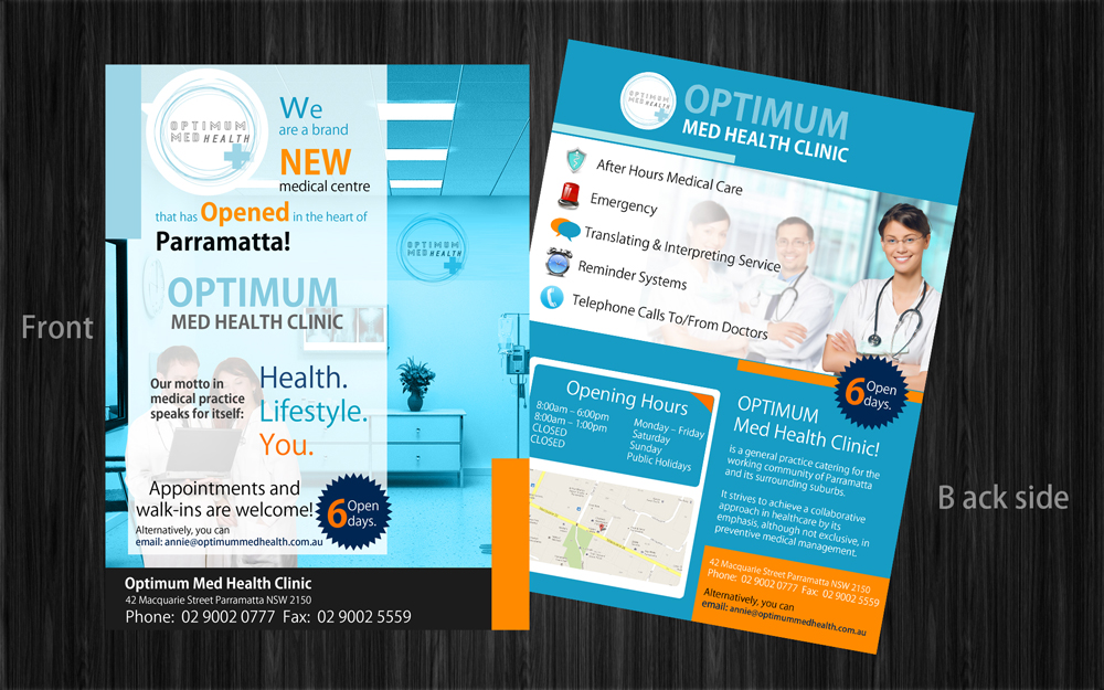 Flyer Design by uk for Optimum Med Health Clinic | Design #1903924