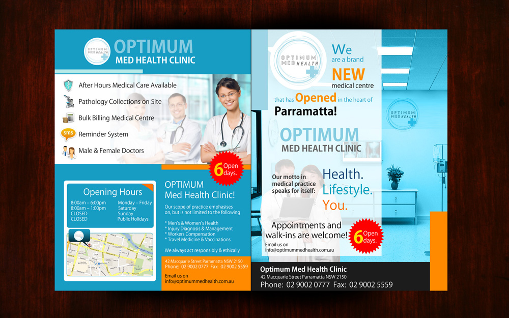 Flyer Design by uk for Optimum Med Health Clinic | Design #1907725