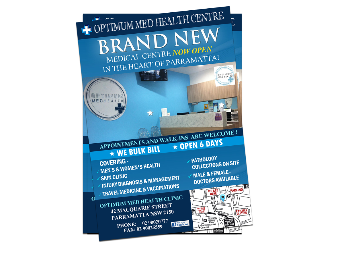 Flyer Design by NatPearlDesigns for Optimum Med Health Clinic | Design #1908287