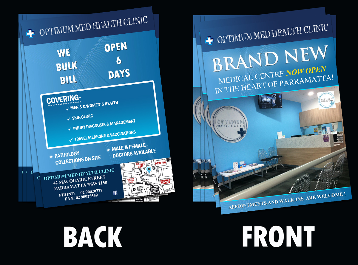 Flyer-Design von NatPearlDesigns für Optimum Med Health Clinic | Design #1919059