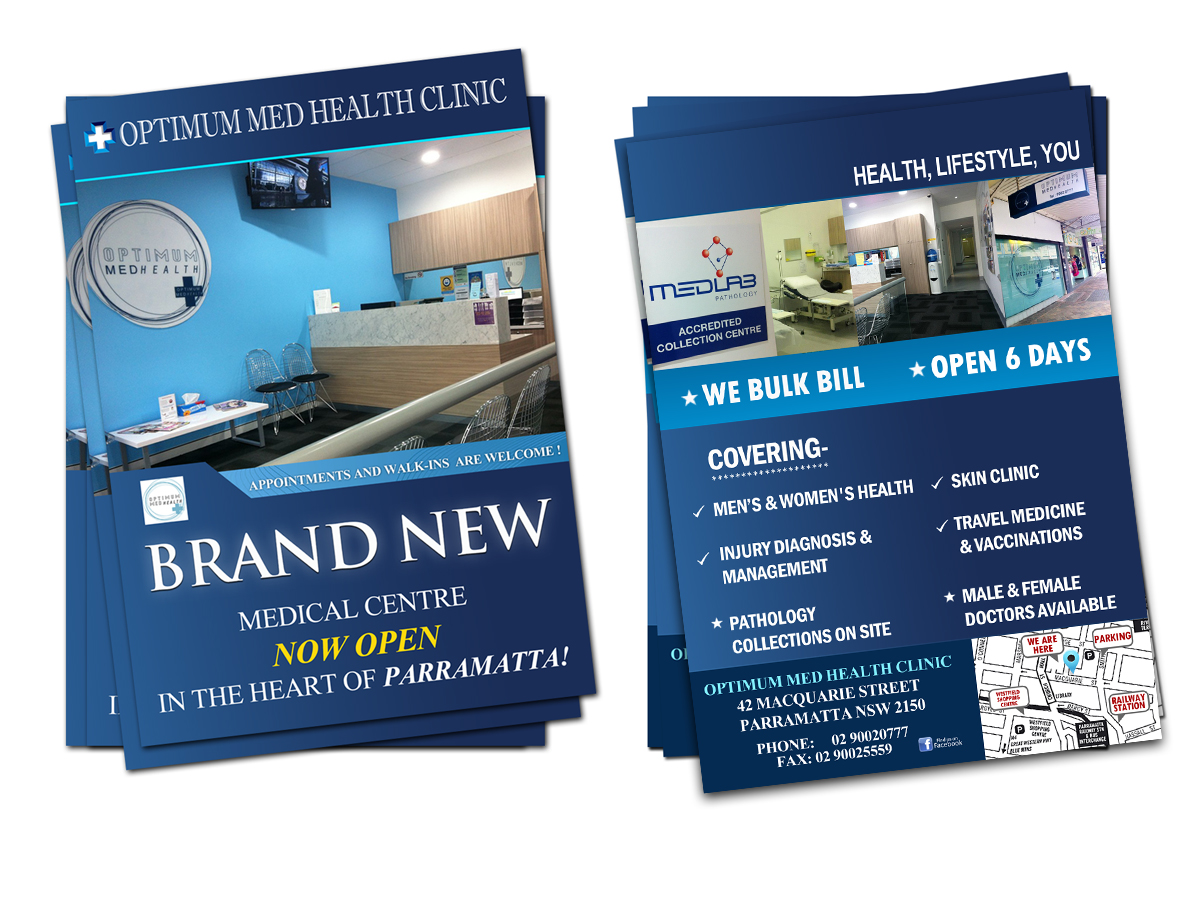 Flyer-Design von NatPearlDesigns für Optimum Med Health Clinic | Design #1919832