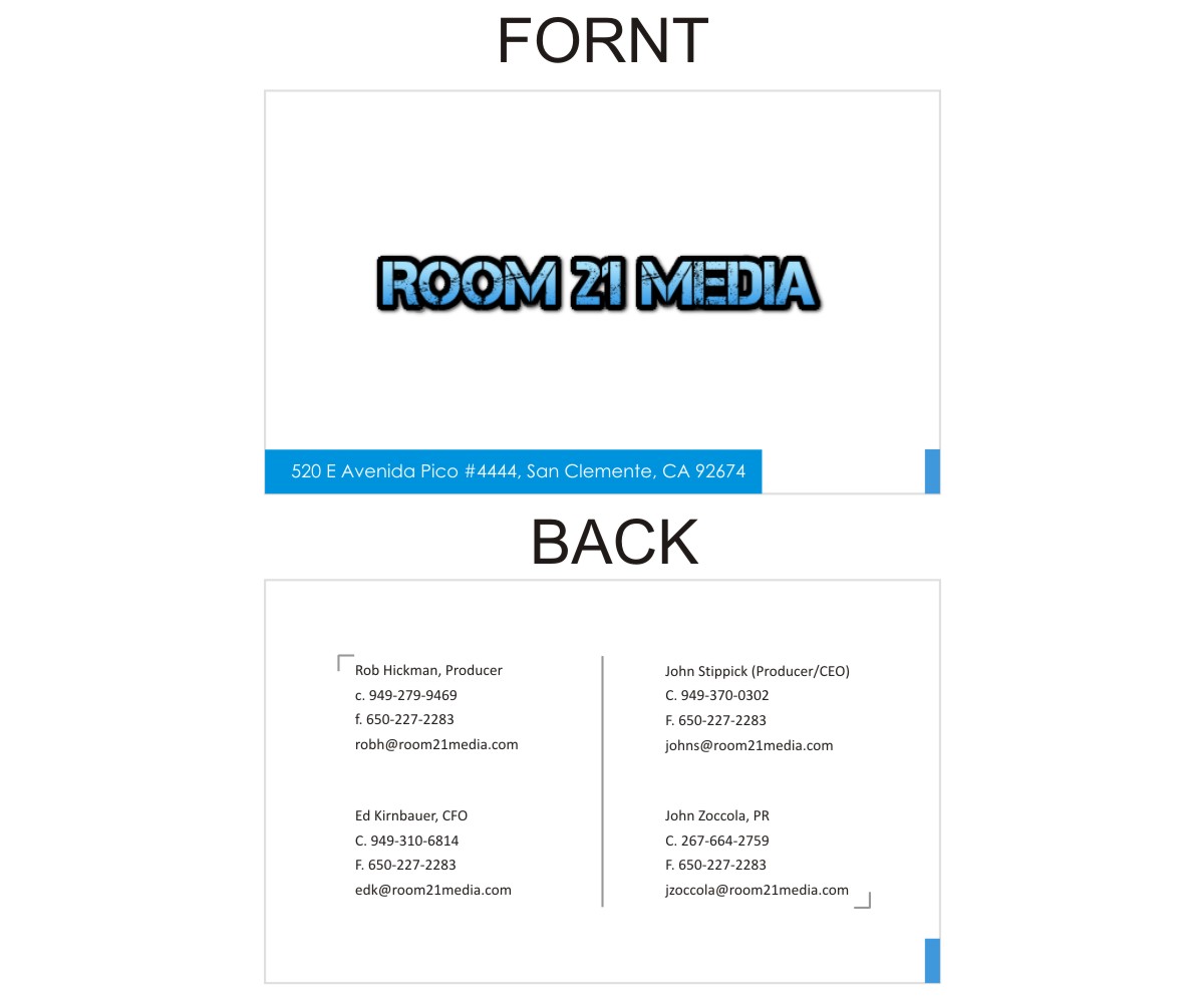 Diseño de Tarjeta de Presentación por patel198829 para Room 21 Media | Diseño #1896762