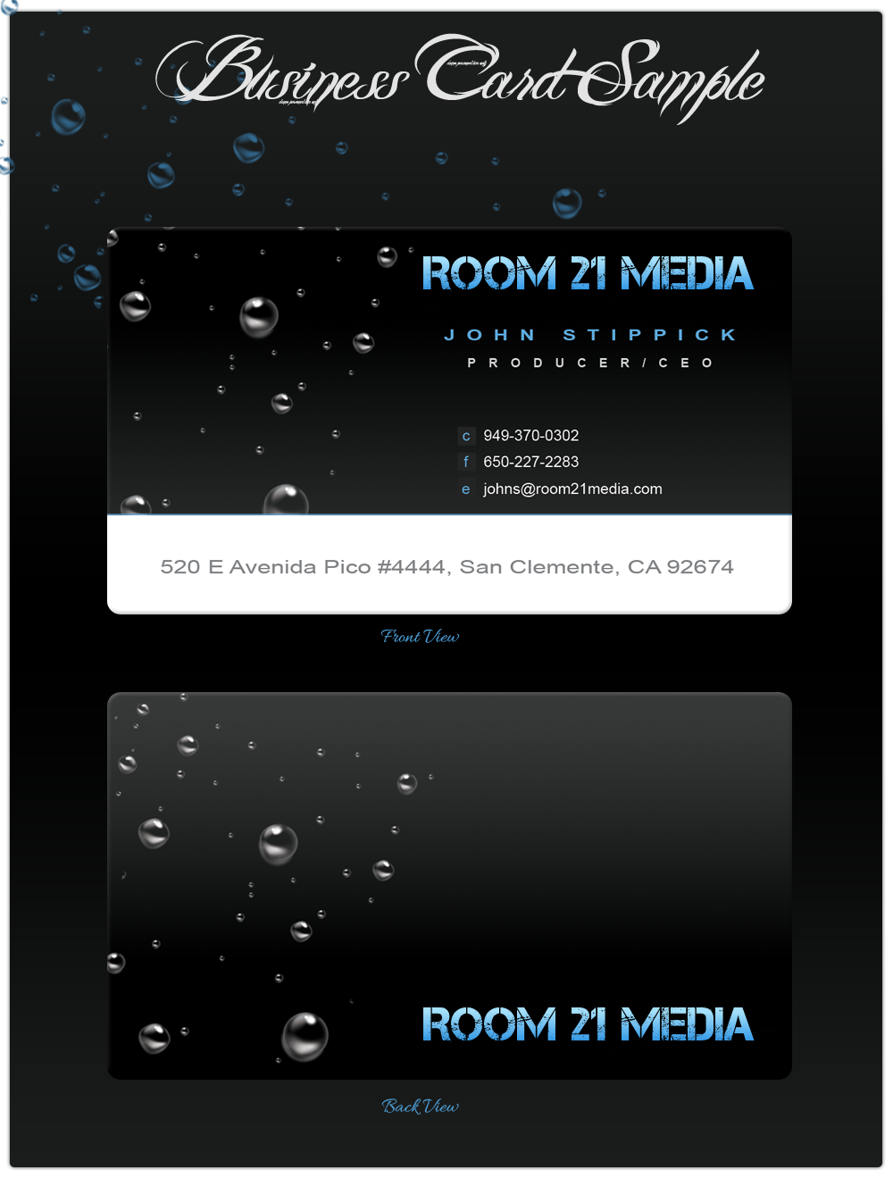 Business Card Design by Divya for Room 21 Media | Design #1892876