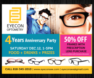 Modern-High end Optometry Office needs postcard for 4 year anniversary sale | Postcard Design by CreativeTrick