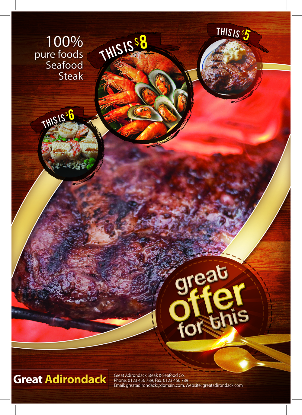 Menu Design by susi007 for Great Adirondack Steak & Seafood Co. | Design #1949041