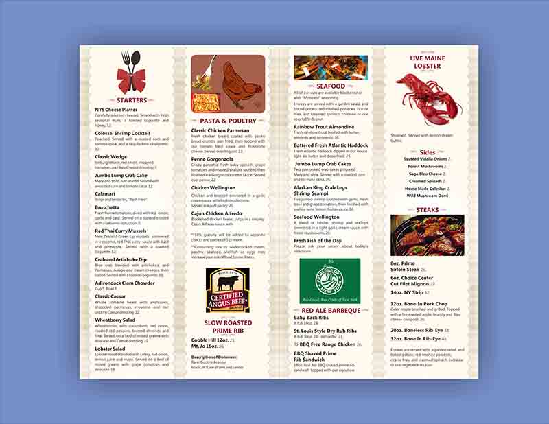 Menu Design by dkthedon for Great Adirondack Steak & Seafood Co. | Design #1948639