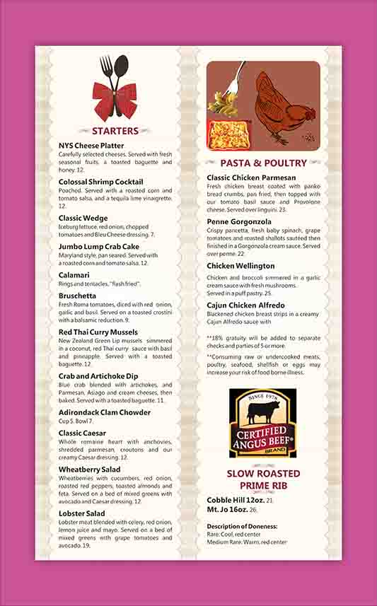 Menu Design by dkthedon for Great Adirondack Steak & Seafood Co. | Design #1948643