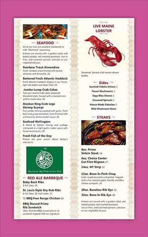 Menu Design by dkthedon for Great Adirondack Steak & Seafood Co. | Design: #1948644