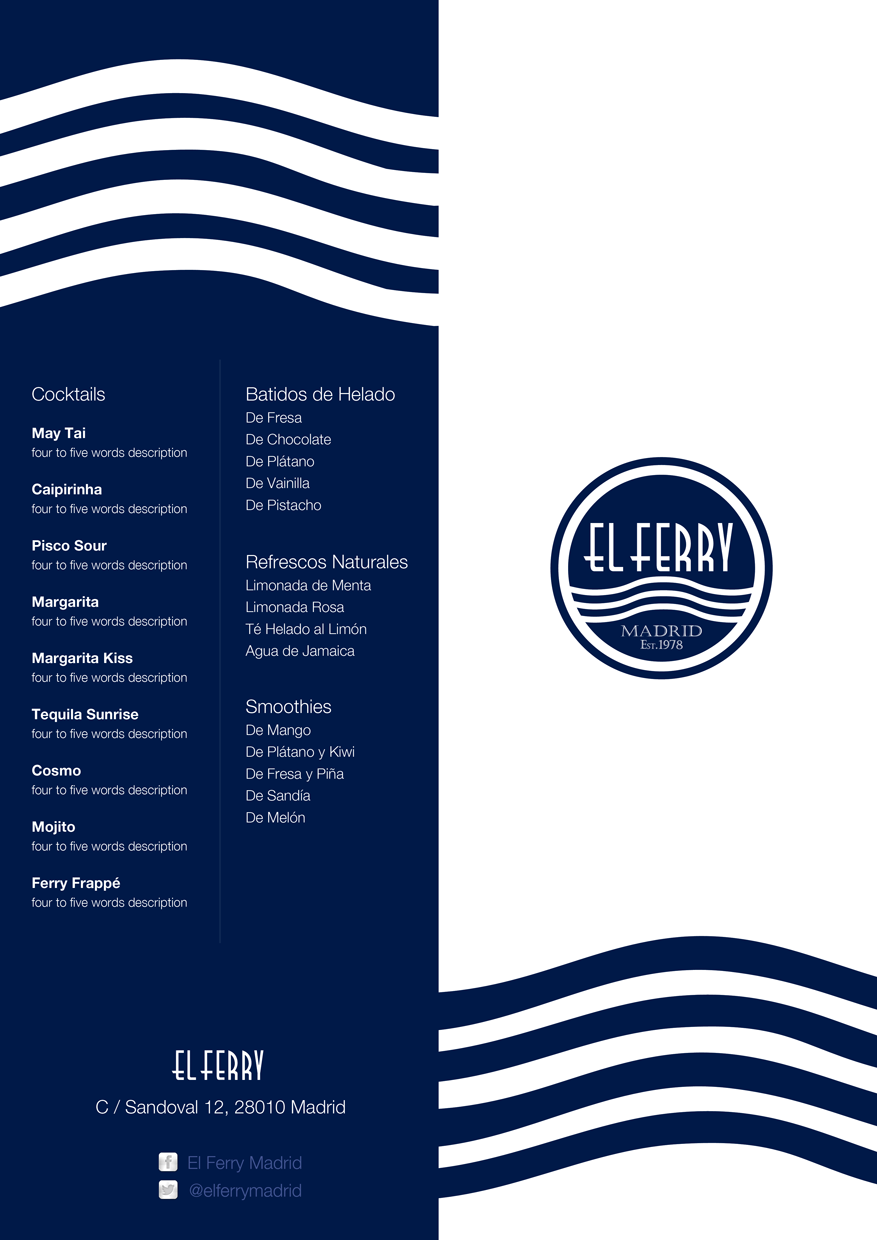 Menu Design by an3 for Socios Vintage S.L. CIF B-86683943 | Design #1948260